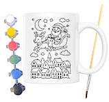 Набір для творчості кружка розмальовка Подарунки на Різдво та Новий Рік 330 мл біла (КР0139), фото 2