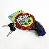 Замок велосипедний KIHUU LOCK 187, 10*65 тросовий, 2 ключі. Колір: червоний