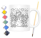 Набір для творчості кружка розмальовка Сніговик 330 мл біла (КР0140), фото 2