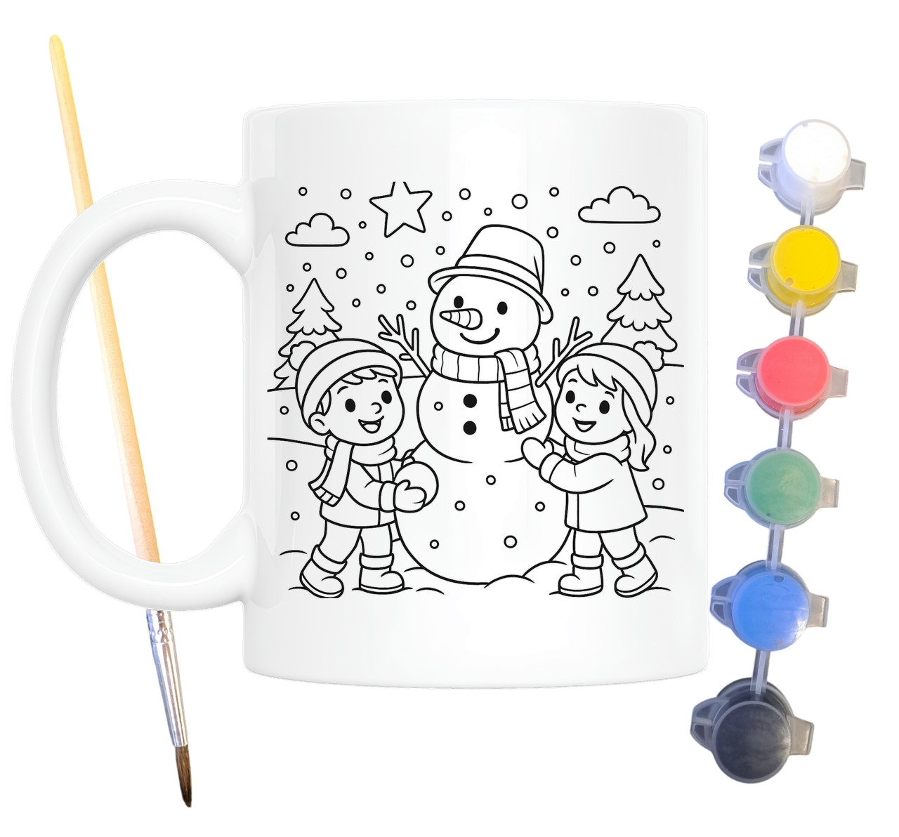 Набір для творчості кружка розмальовка Сніговик 330 мл біла (КР0140), фото 1
