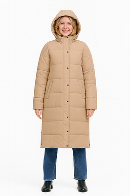 Жіноча зимова куртка довга бежева (YS002)