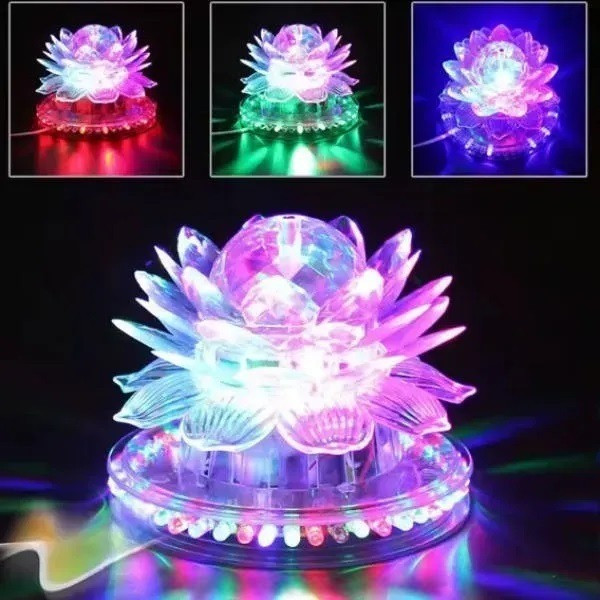 Настільний нічник Лотос з трьома квітами від мережі 220 V. Декоративний дитячий нічник, фото 1