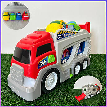 Машинка трейлер автовоз пластмасова на батарейках LS2888 з машинками.