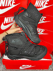 Жіночі зимові кросівки Nike ACG Air Terra Antarktik Fur W All Black, черевики Найк текстиль водонепровід. хутро. Жіноче взуття