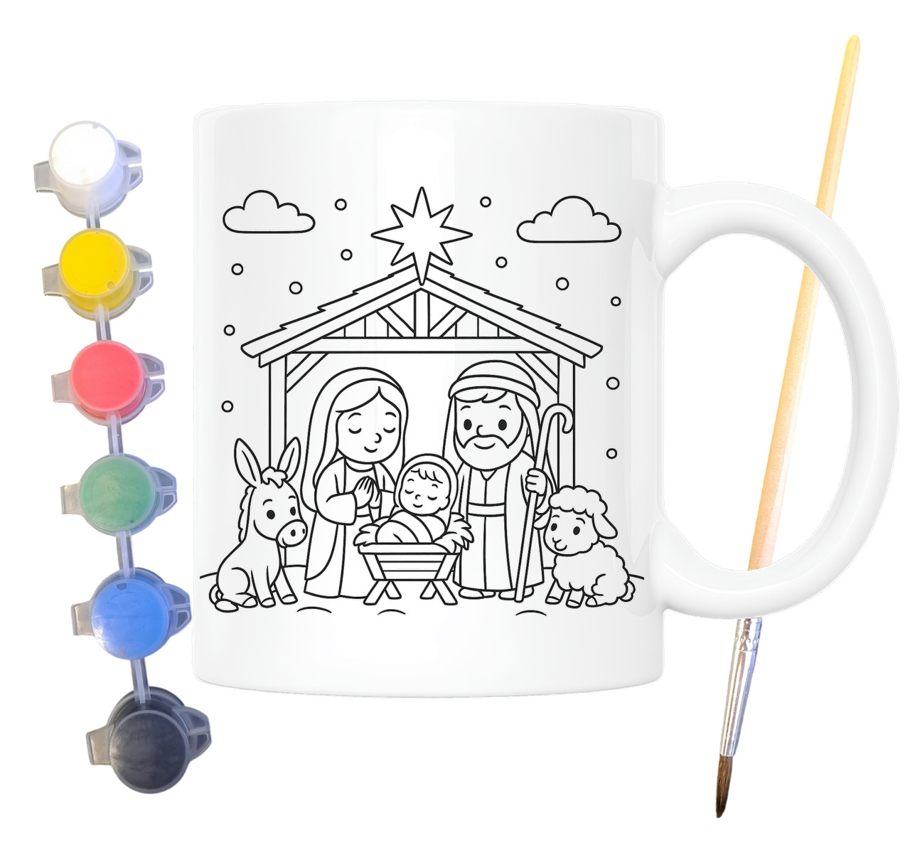 Набір для творчості кружка розмальовка Різдво 330 мл біла (КР0142), фото 1