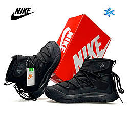Чоловічі зимові кросівки Nike ACG Air Terra Antarktik Fur All Black, черевики текстиль водонепрон. на хутрі. Чоловіче взуття