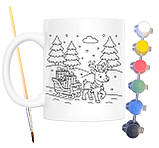 Набір для творчості кружка розмальовка Новорічна 330 мл біла (КР0143), фото 2