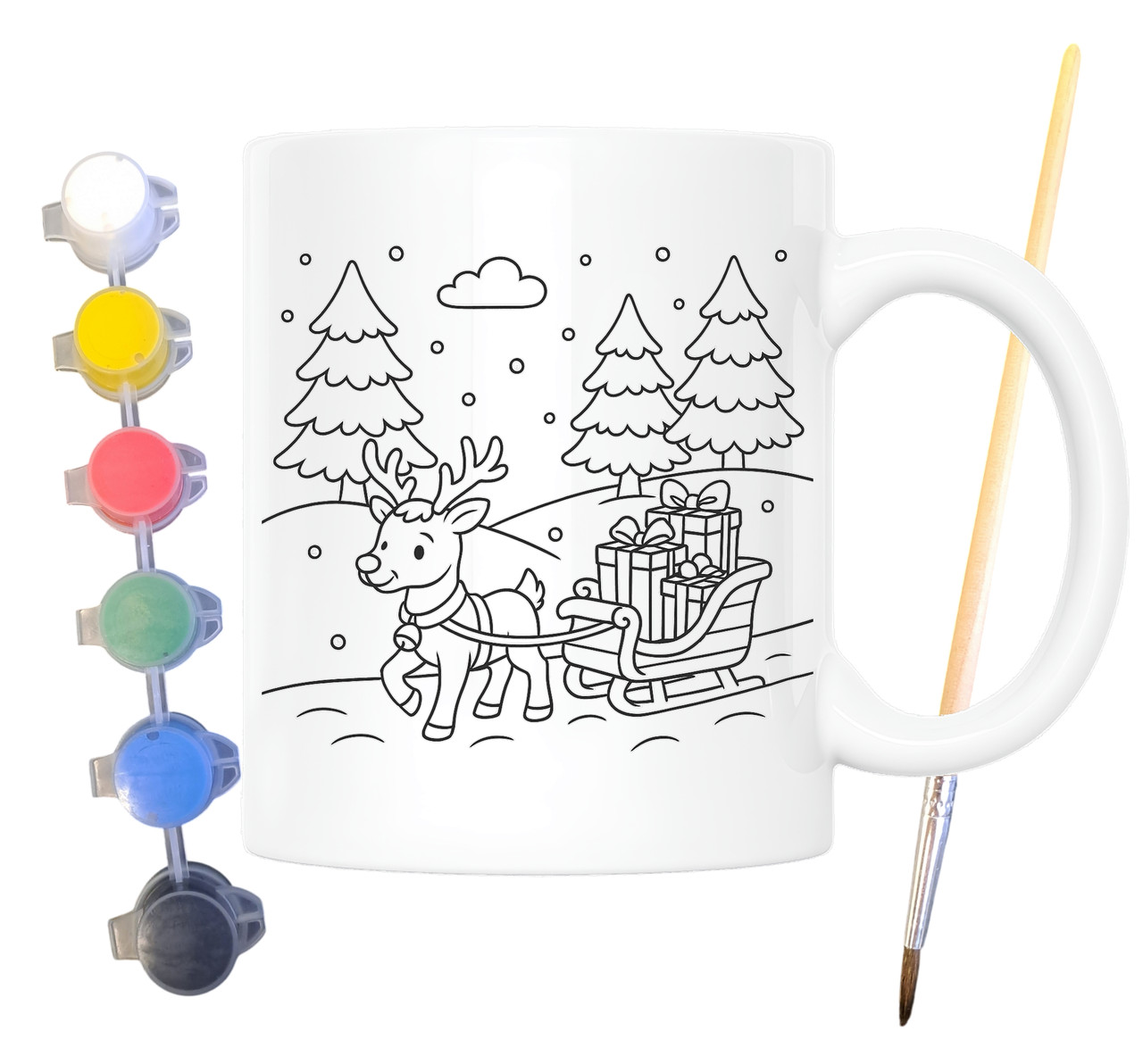 Набір для творчості кружка розмальовка Новорічна 330 мл біла (КР0143), фото 1