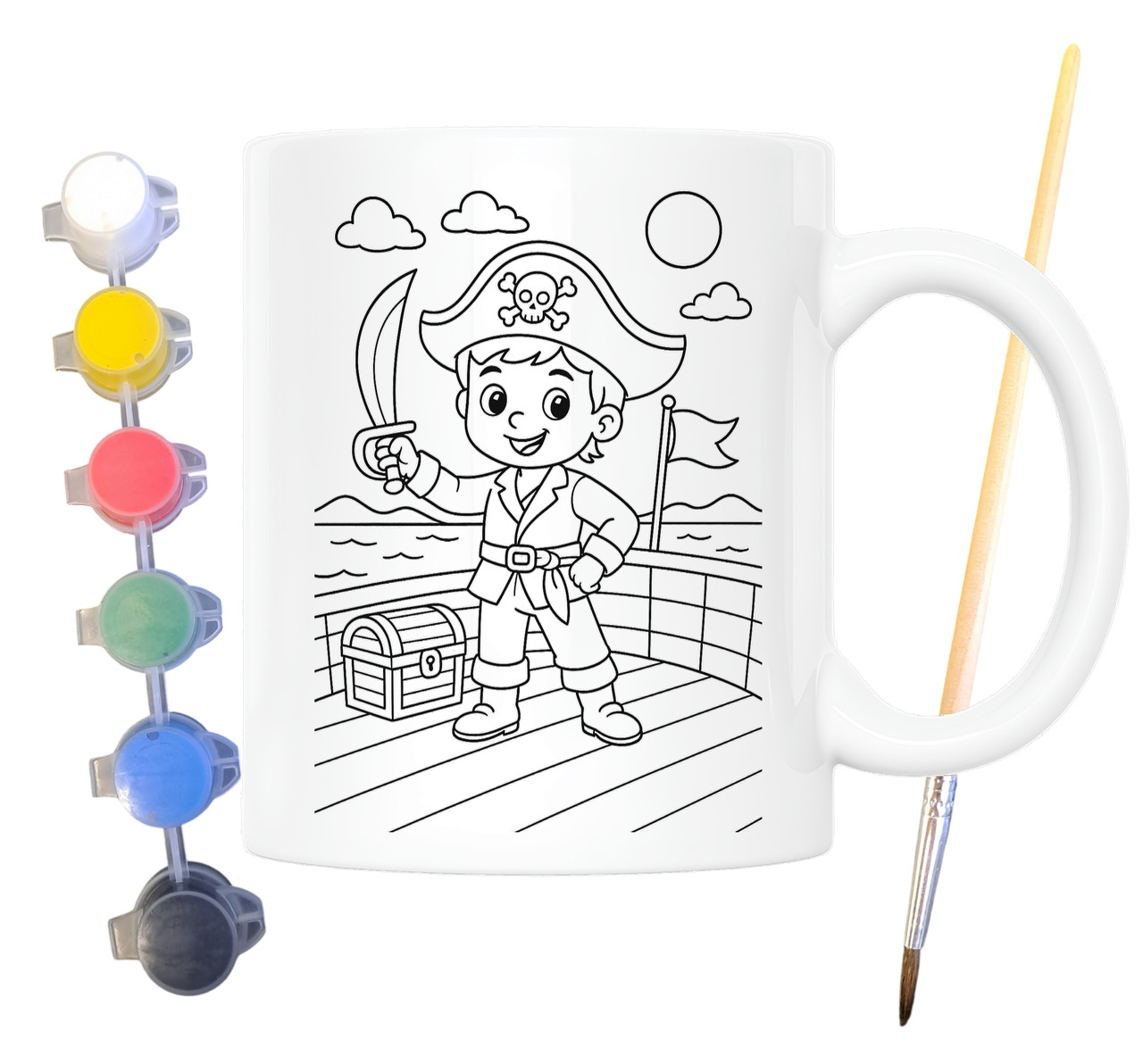 Набір для творчості кружка розмальовка Пірат 330 мл біла (КР0144), фото 1