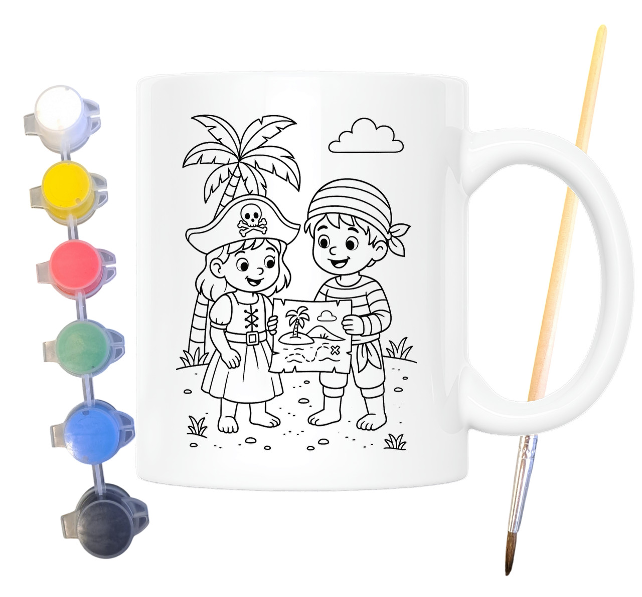 Набір для творчості кружка розмальовка Острів скарбів 330 мл біла (КР0145), фото 1