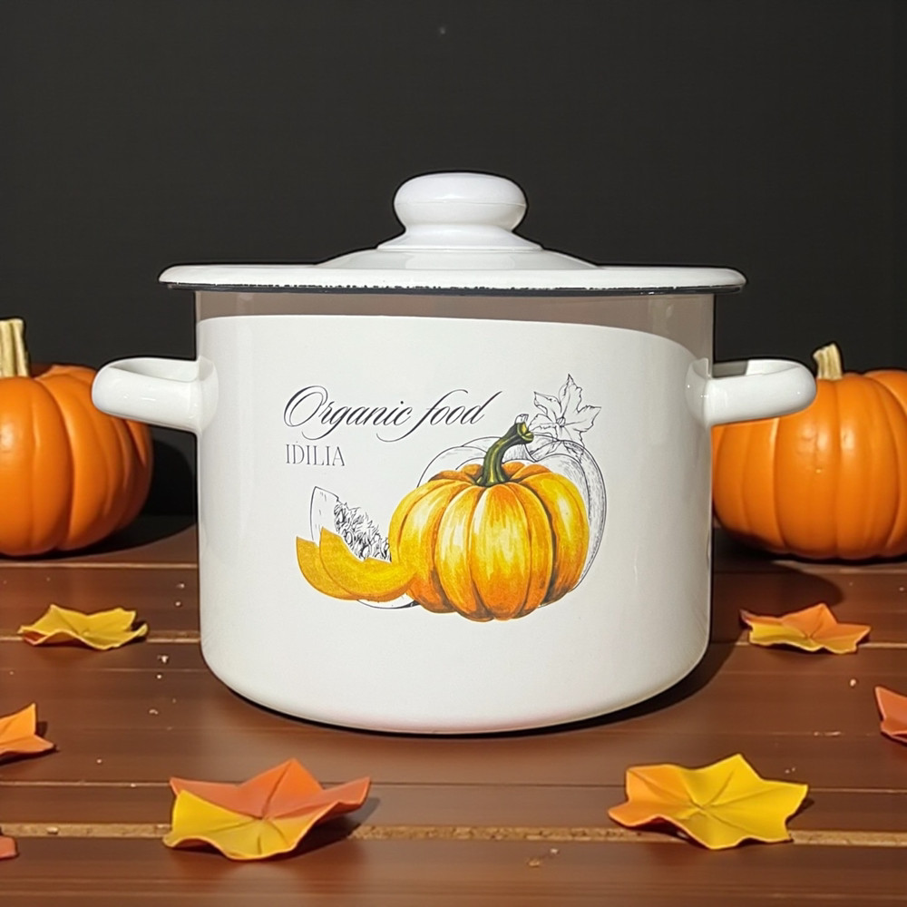 Каструля емальована 3л Гарбуз молочна Idilia 1612/2