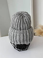 Тепла жіноча шапка Джинжер крупна в'язка onesize сіра