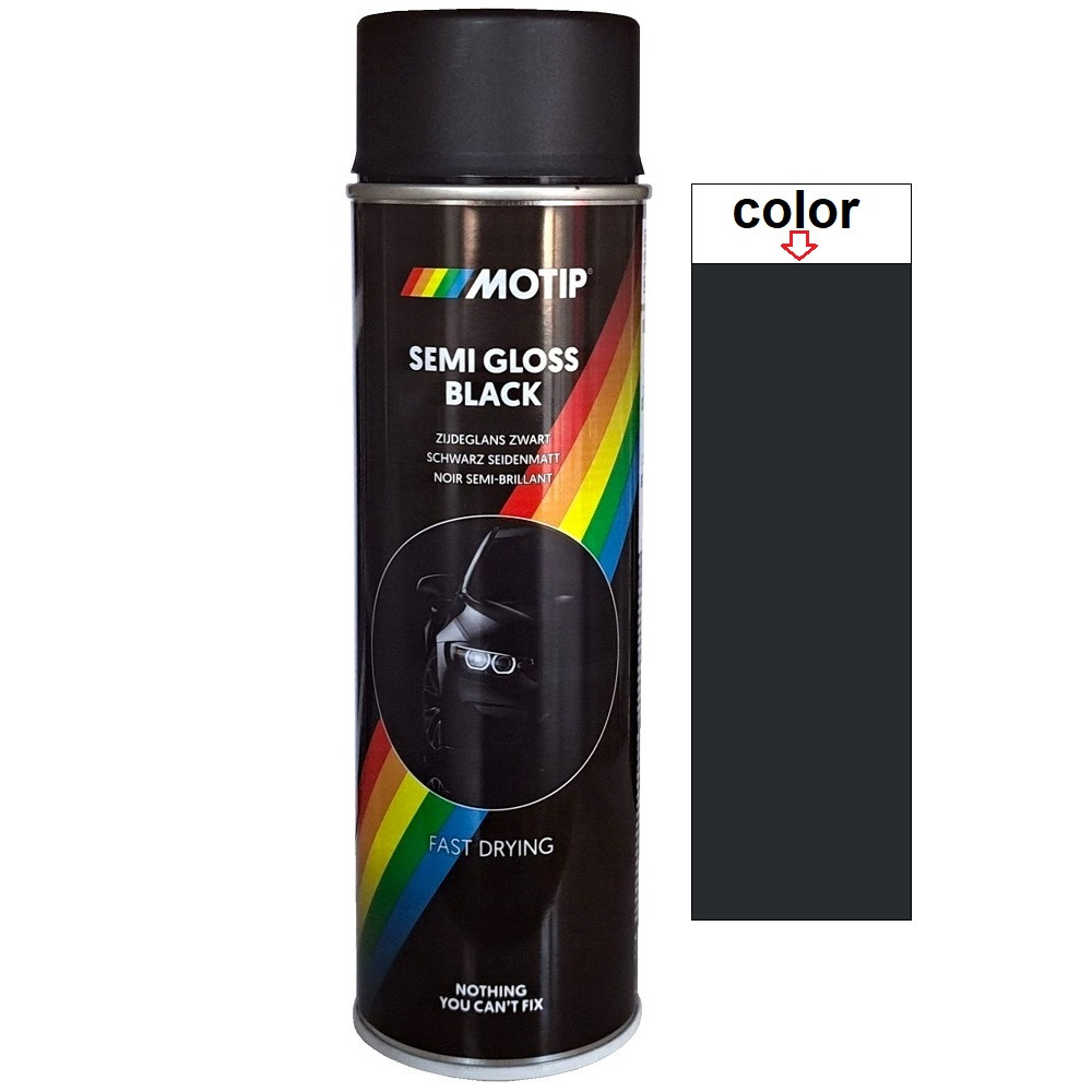 Акрилова фарба спрей чорна напівматова Motip Semi Gloss Black RAL 9005M 500мл