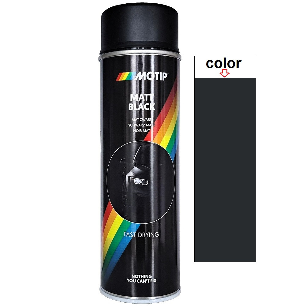 Акрилова фарба спрей чорна матова Motip Matt Black RAL 9005M 500мл