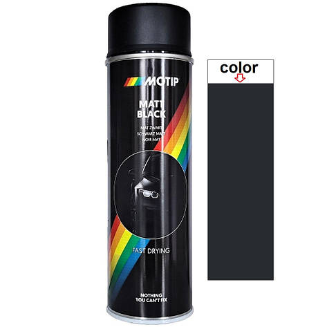 Акрилова фарба спрей чорна матова Motip Matt Black RAL 9005M 500мл, фото 1