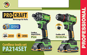 Набір акумуляторних інструментів Procraft PA214SET (Шурупокрут + Гайковерт, 2 АКБ)