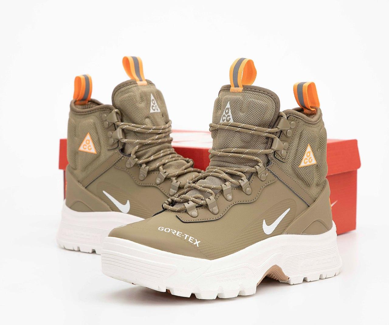 Чоловічі кросівки Nike ACG Air Zoom Gaiadome GTX Beige Бежеві Найк АСГ гума текстиль gore-tex осінь зима, фото 1