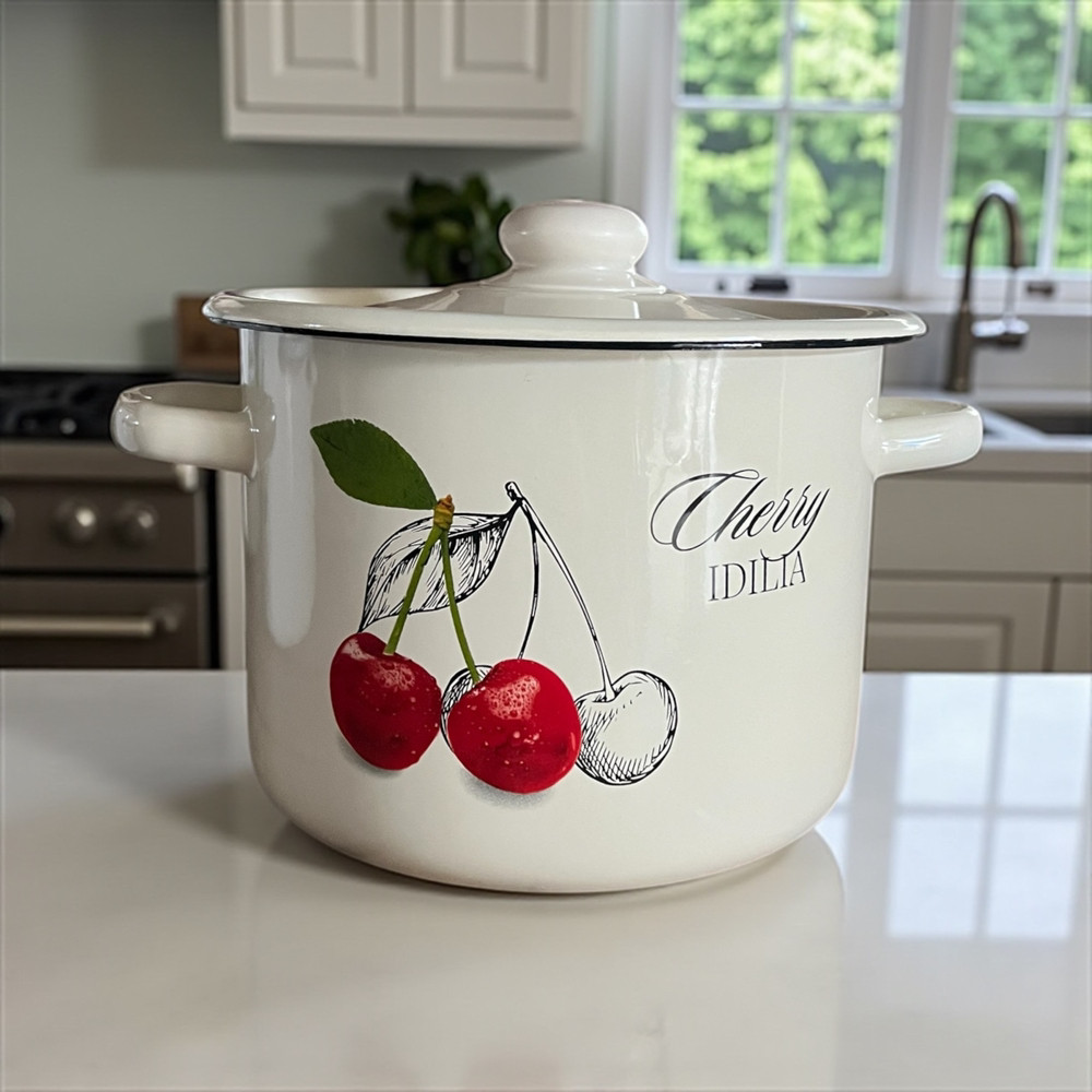 Каструля емальована 4.5л Вишня молочна Idilia 1615/2