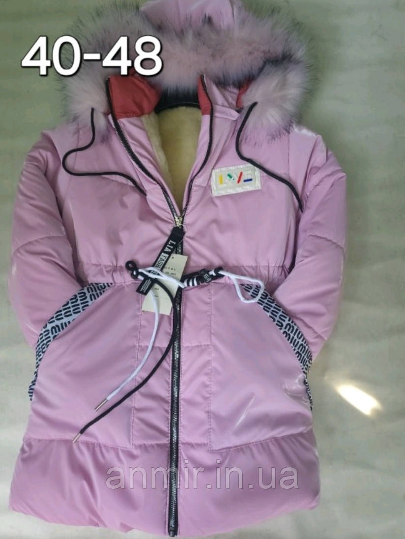 Куртка зимова підліткова з капюшоном FASHION для дівчинки розмір 40-48, рожевого кольору