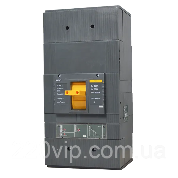 Автоматичний вимикач UEC PCB40 3P 800A 35 кА з електронним розчіплювачем PR211, MCCB-PCB-40-3-0800E силовий, фото 1