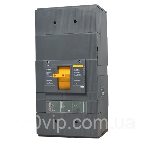 Автоматичний вимикач UEC PCB43 3P 1600A 50 кА з електронним розчіплювачем PR211, MCCB-PCB-43-3-1600E силовий, фото 1