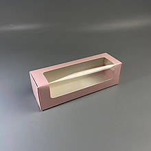 Коробка для макаронс з віконцем 200*60*60 Рожева