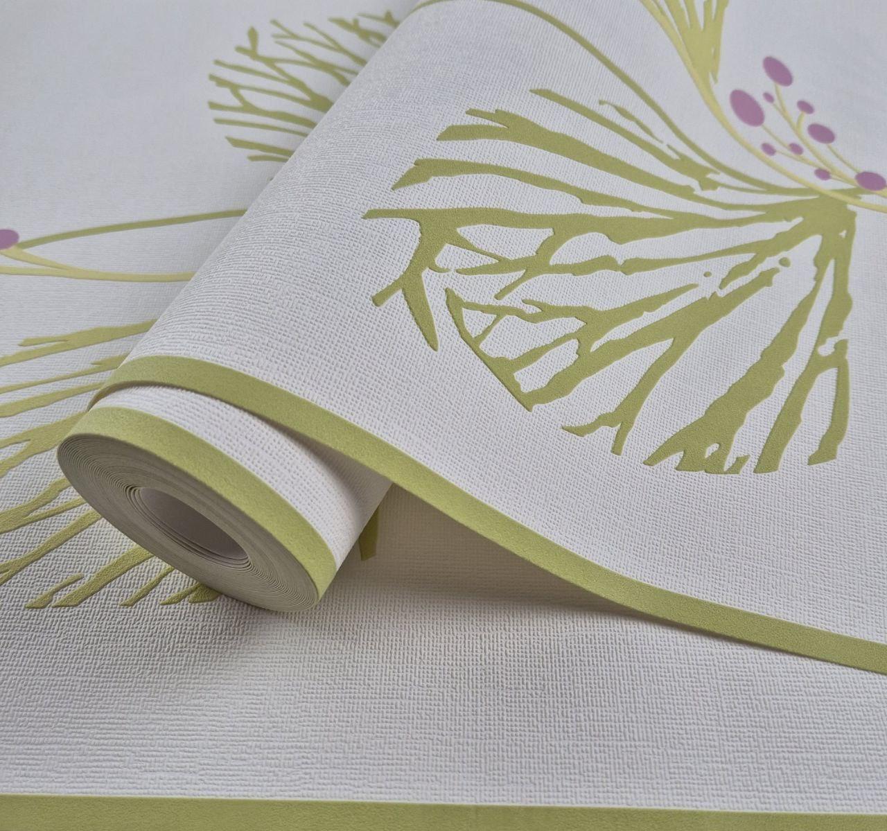 Шпалери вінілові 0.53 × 10.05 м Marburg 51522, біло-салатові для спальні, вітальні, кухні, коридору, фото 1