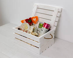 Ящик дерев’яний декоративний з кришкою Лофт білий Міні