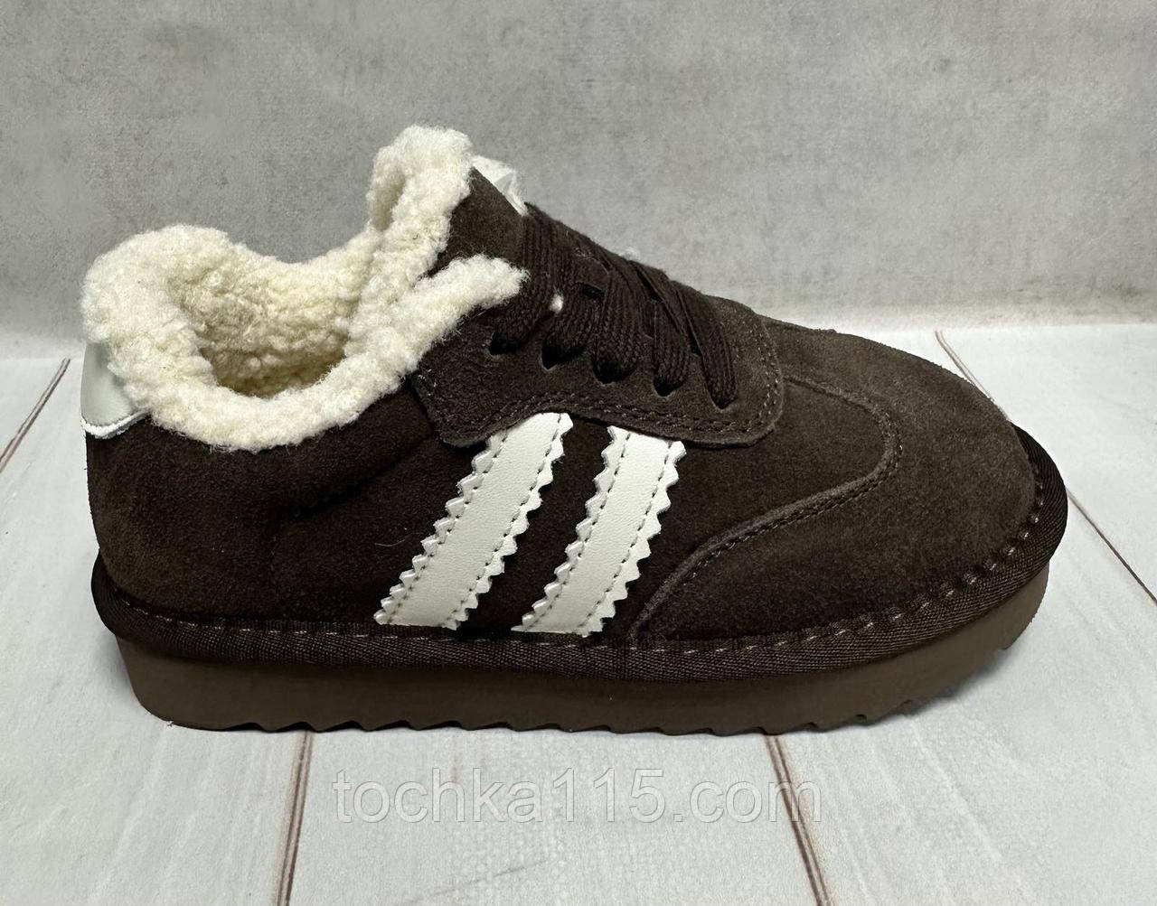 Зимові дитячі кросівки натуральний замш Itts 32-37 коричневий, фото 1