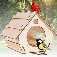 Годівниця для птахів, 23х20х20см / Вулична годівниця з фанери / Підвісна годівниця для пташок
