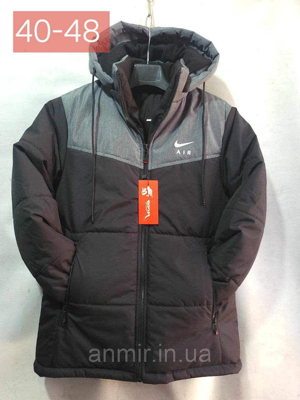Куртка зимова підліткова з капюшоном NIKE AIR для хлопчика розмір 40-48, колір чорний із сірим