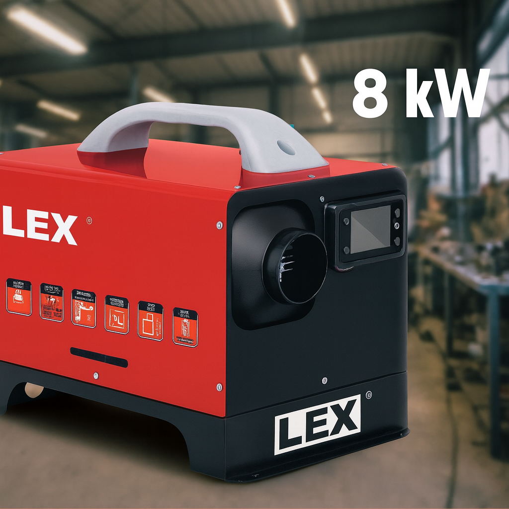 Дизельний обігрівач 8 кВт LEX LXOD8 автономний повітряний обігрівач для авто гаража фургона бусу кемпера з пультом 12В 220В