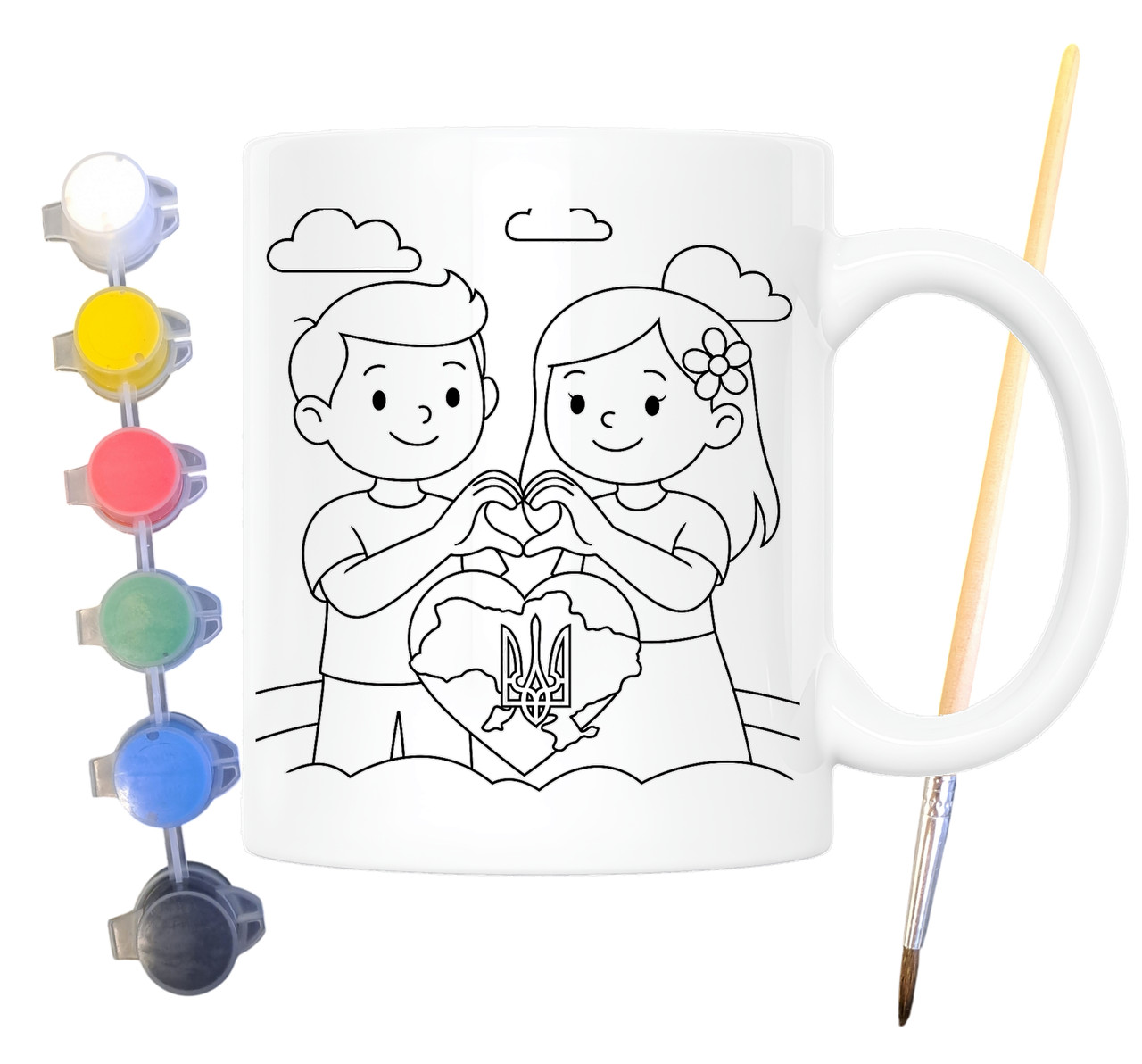 Набір для творчості кружка розмальовка Україна 330 мл біла (КР0149), фото 1