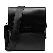 Сумка чоловіча чорна на плече на два відділи на блискавках з екошкіри середня Dr. Bond 222-2, фото 2