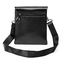 Сумка чоловіча чорна на плече на два відділи на блискавках з екошкіри середня Dr. Bond 222-2, фото 4