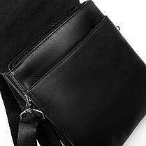 Сумка чоловіча чорна на плече на два відділи на блискавках з екошкіри середня Dr. Bond 222-2, фото 5