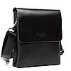 Сумка чоловіча чорна на плече на два відділи на блискавках з екошкіри середня Dr. Bond 222-2, фото 8