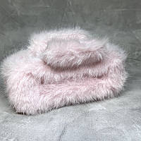 Краб-заколка для волосся 12 см із штучним хутром, пластик, світло-рожевий, 1 шт, арт 019235, Світло-рожевий