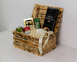 Ящик дерев’яний декоративний з кришкою Лофт обпалений Міні