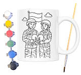 Набір для творчості кружка розмальовка Збройні сили України 330 мл біла (КР0150), фото 2