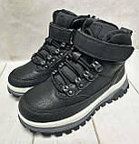 Зимові дитячі черевики Clibee на овчині чорні 32-37, фото 3