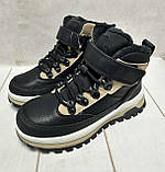 Зимові дитячі черевики Clibee на овчині чорні/бежеві 33-37, фото 3