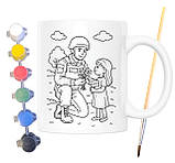 Набір для творчості кружка розмальовка Захисники України 330 мл біла (КР0152), фото 2