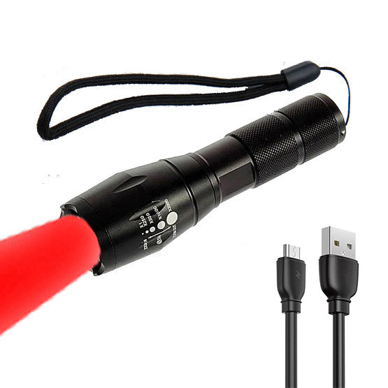 Ліхтар ручний з червоним та білим світлом RLD-R5, з фокусуванням, з/в USB