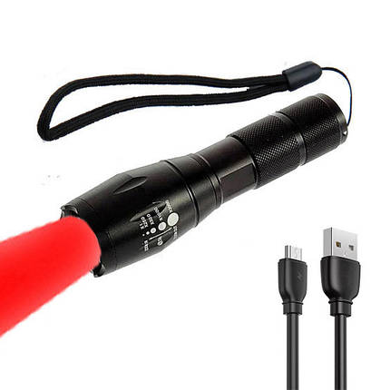 Ліхтар ручний з червоним та білим світлом RLD-R5, з фокусуванням, з/в USB, фото 1