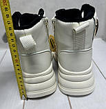 Дитячі підліткові зимові черевики на овчин clibee молочні 32-37, фото 5