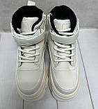 Дитячі підліткові зимові черевики на овчин clibee молочні 32-37, фото 8