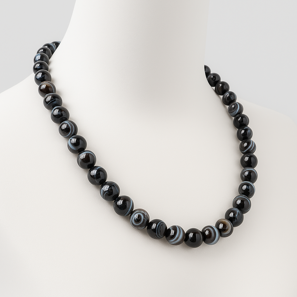 Агат очний Ø8 намисто, 0627ОТ, фото 1