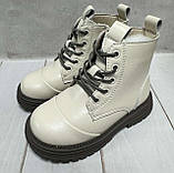 Дитячі зимові черевики на овчині clibee молочні 27-32, фото 3