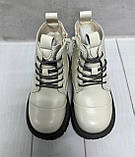 Дитячі зимові черевики на овчині clibee молочні 27-32, фото 4